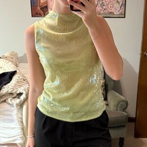 MISSGUIDED Sequin Sleeveless Sheet Top Green